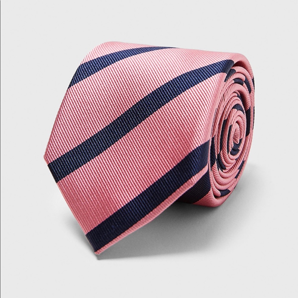 NWT Men’s Zara Pink Blue 3” Wide Striped Tie